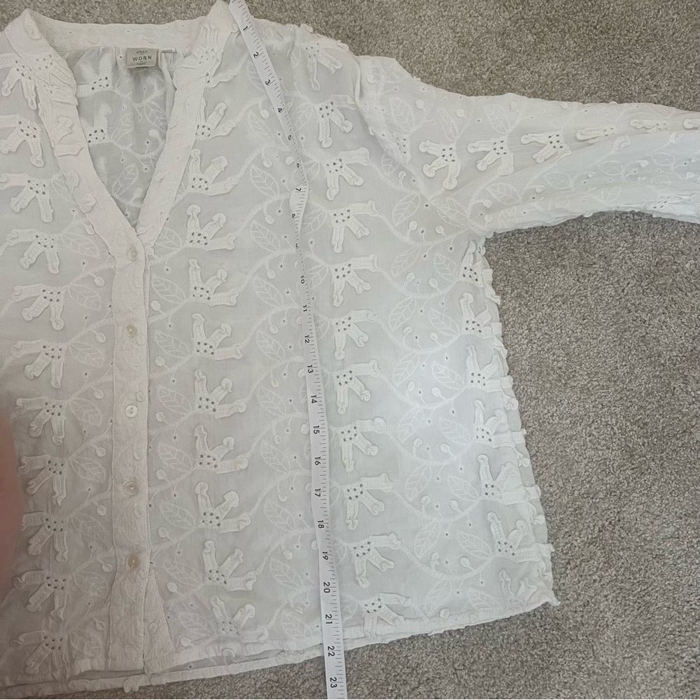 Anthropologie Seen Worn Kept Women's 6 White Peasant Top Cottagecore Prairiecore - Picture 10 of 11